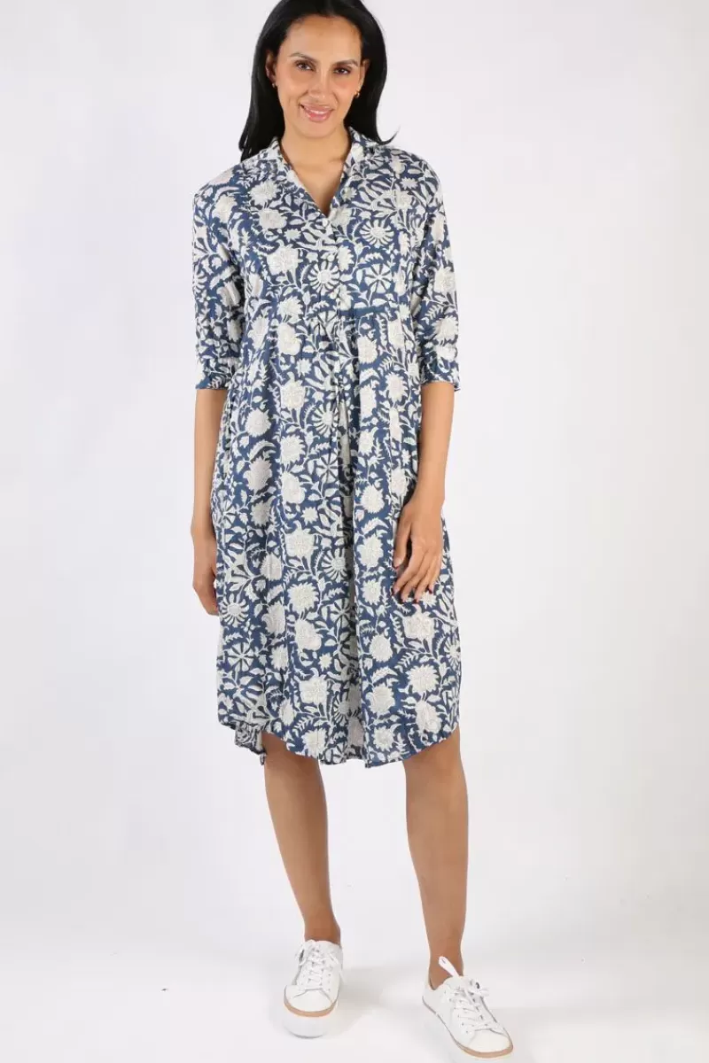 MANDALAY DESIGNS Mandalay Emily Shirtdress In Indigo