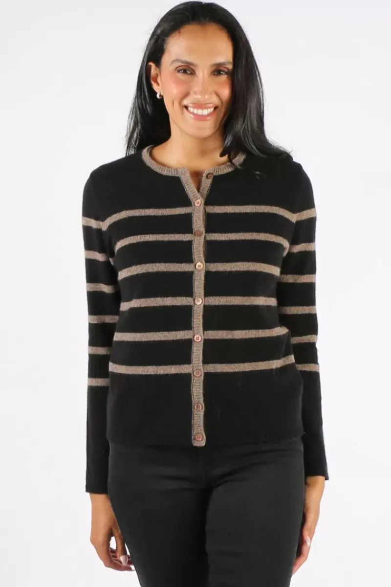 MANSTED Zigge Stripe Cardigan In Black