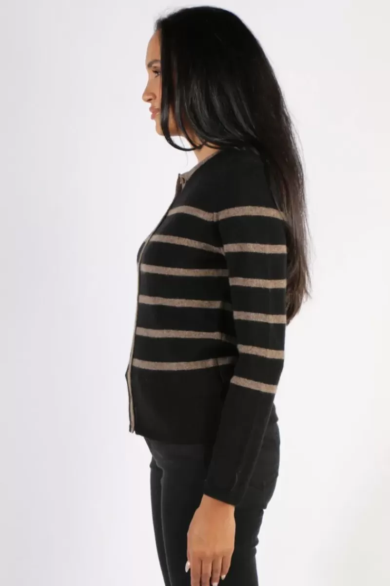 MANSTED Zigge Stripe Cardigan In Black