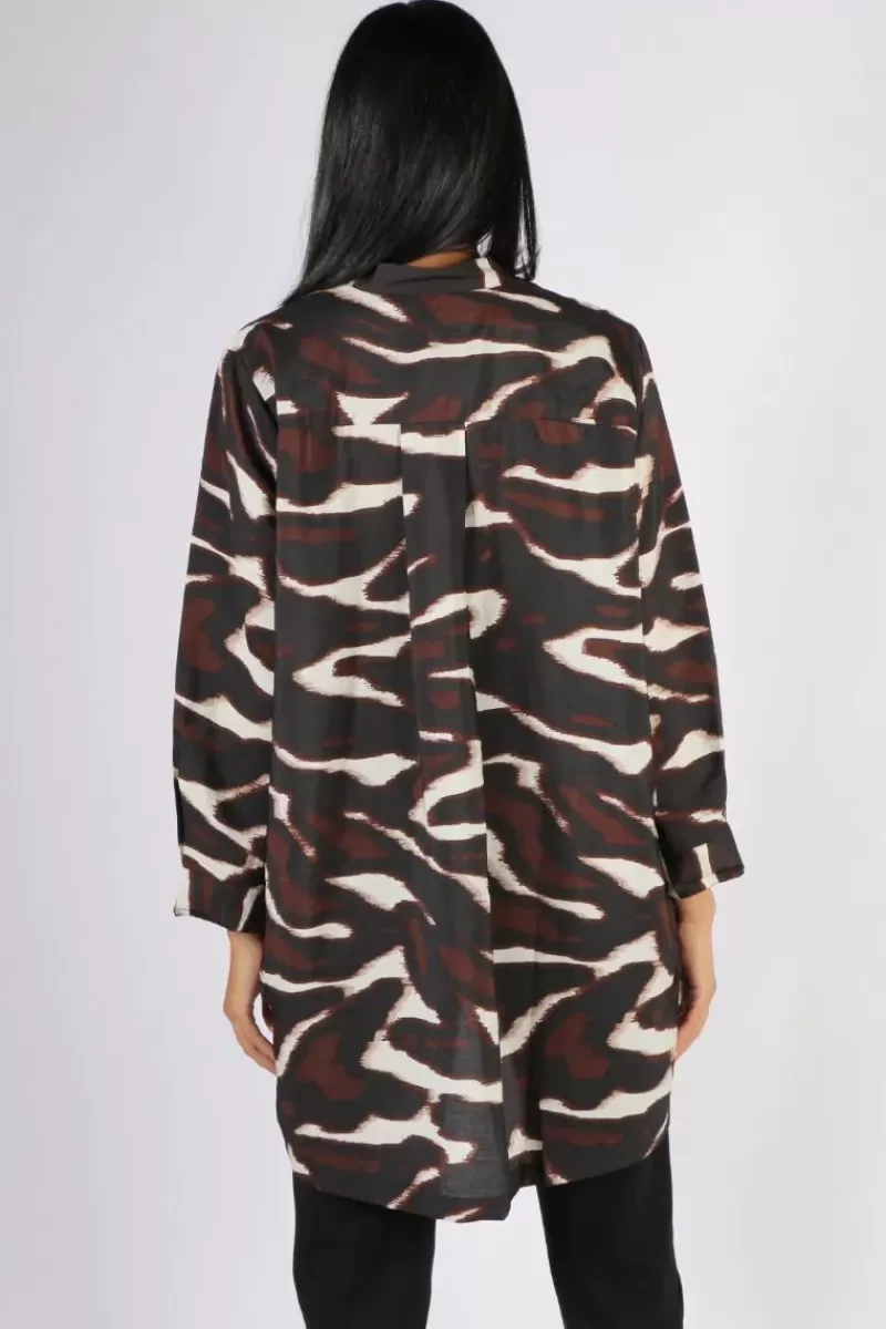 MASAI Gnoa Printed Tunic Top In Coffee