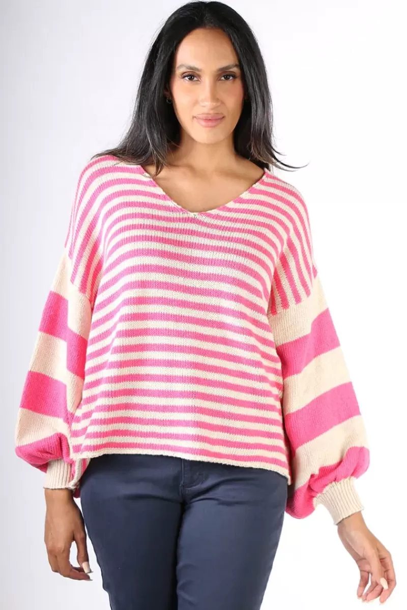 M.I.L.S.O.N Milson Ottavia Stripe Jumper In Fuchsia