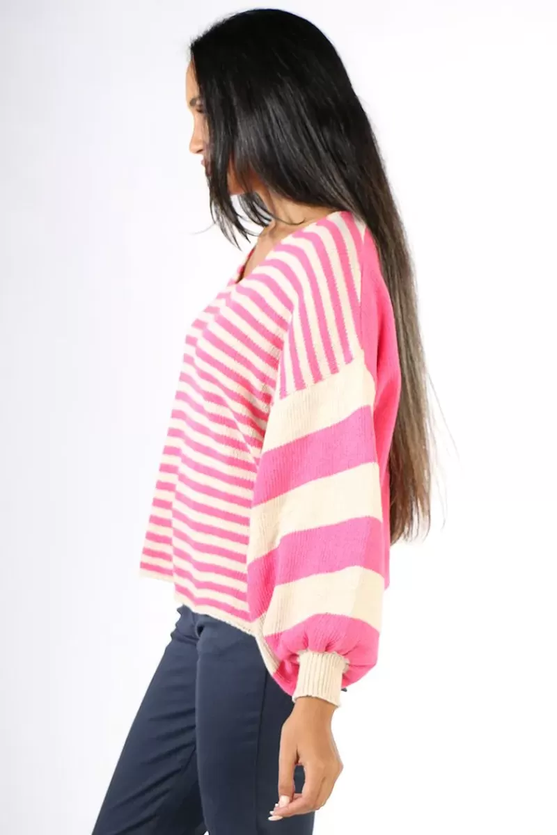 M.I.L.S.O.N Milson Ottavia Stripe Jumper In Fuchsia