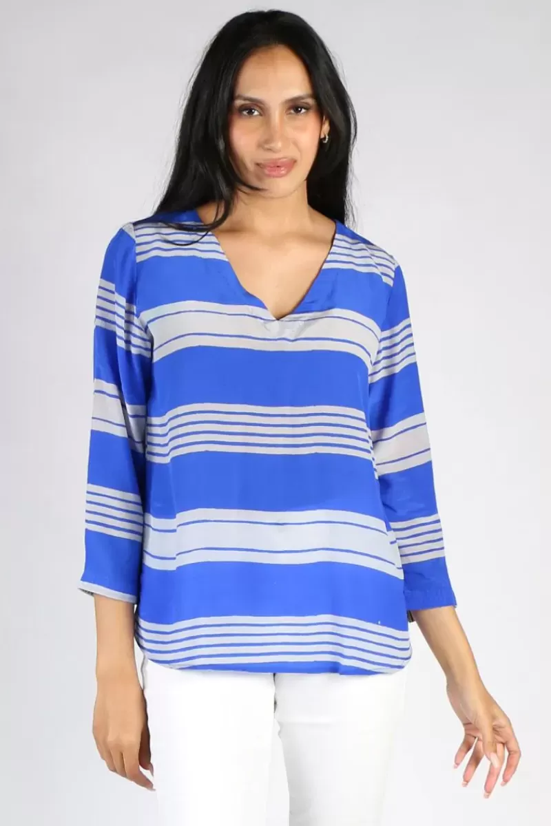 ANUPAMAA Monica Stripe Top In Blue By