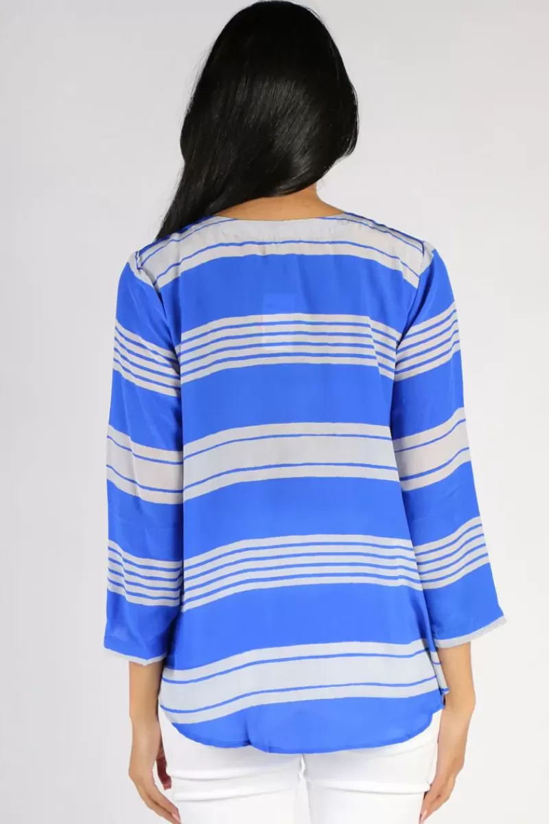 ANUPAMAA Monica Stripe Top In Blue By