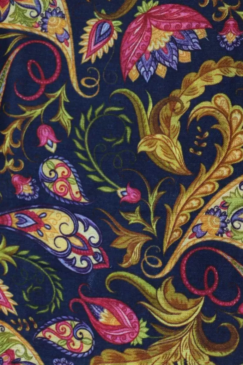 NAMASKAR Floral Cashmere Scarf In Navy Multi