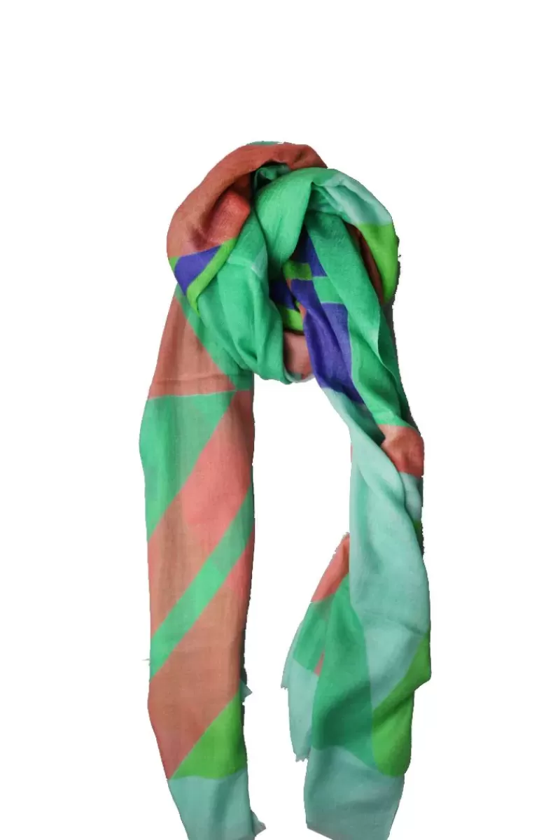 NAMASKAR Geometric Print Scarf In Green