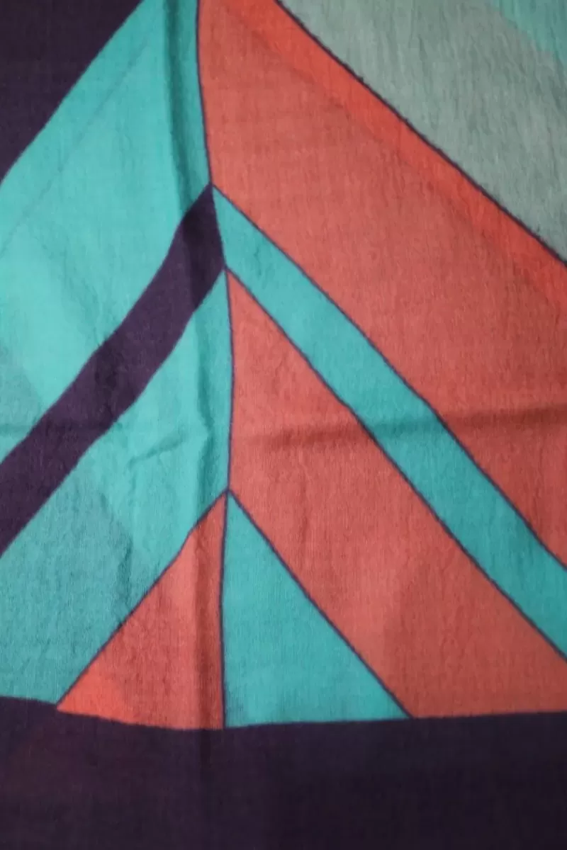 NAMASKAR Geometric Print Scarf In Teal