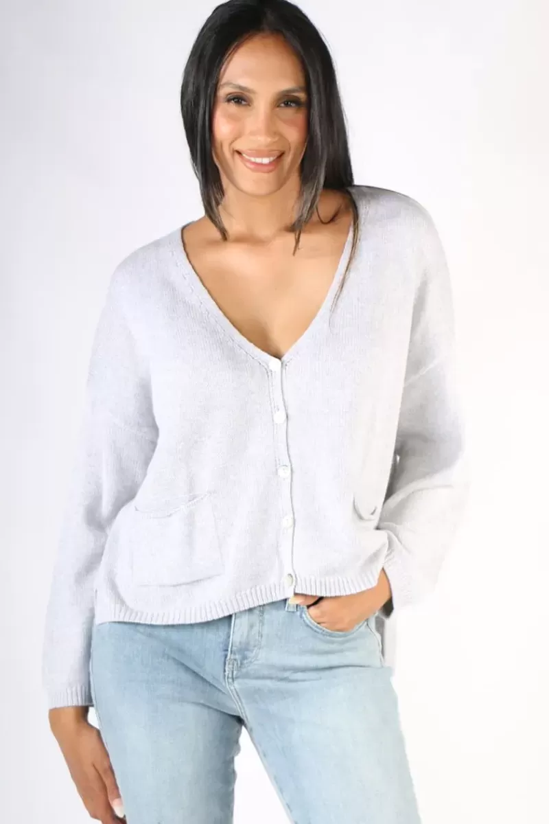 NATURALS BY O + J Naturals Button Up Cardigan In Grey