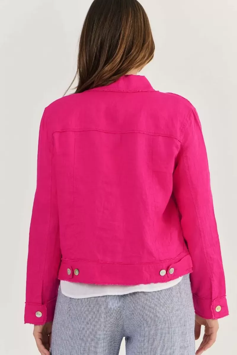 NATURALS BY O + J Naturals Frayed Jacket In Pink