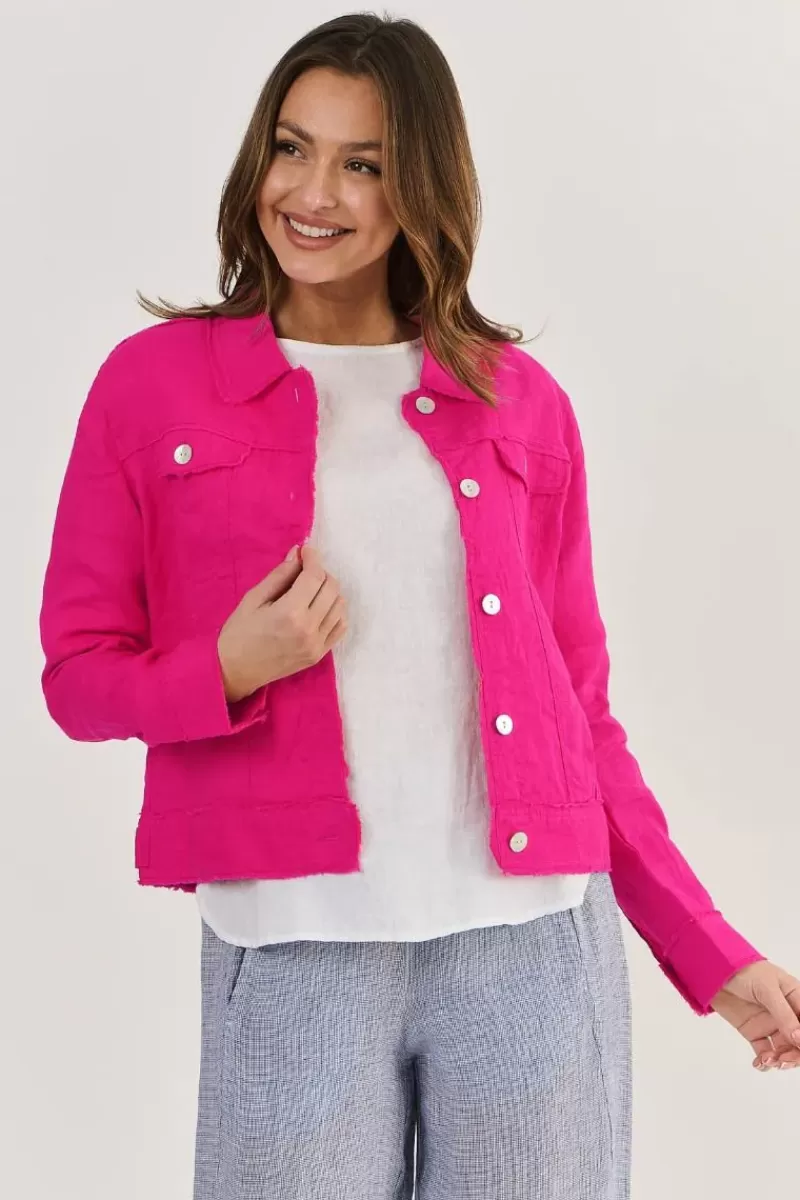 NATURALS BY O + J Naturals Frayed Jacket In Pink