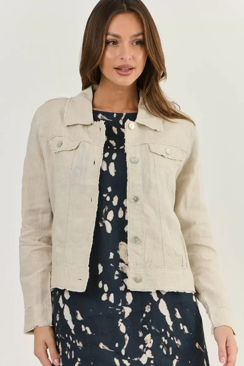 NATURALS BY O + J Naturals Frayed Jacket In Sand