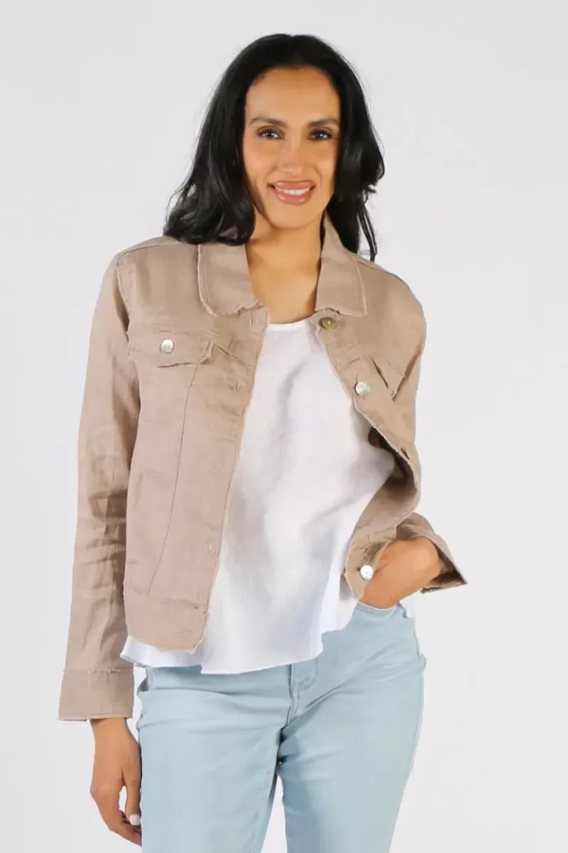 NATURALS BY O + J Naturals Frayed Jacket In Tan