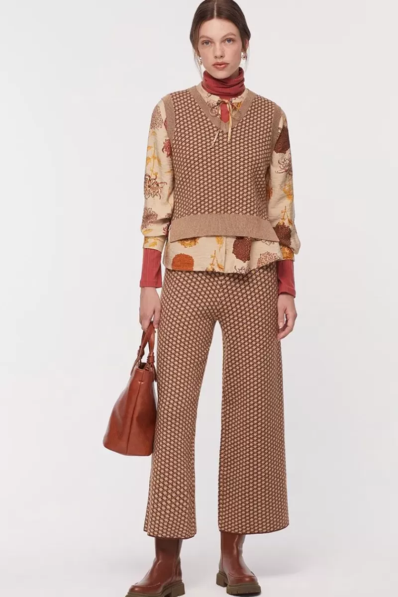 NICE THINGS Double Knit Jacquard Trousers In Check