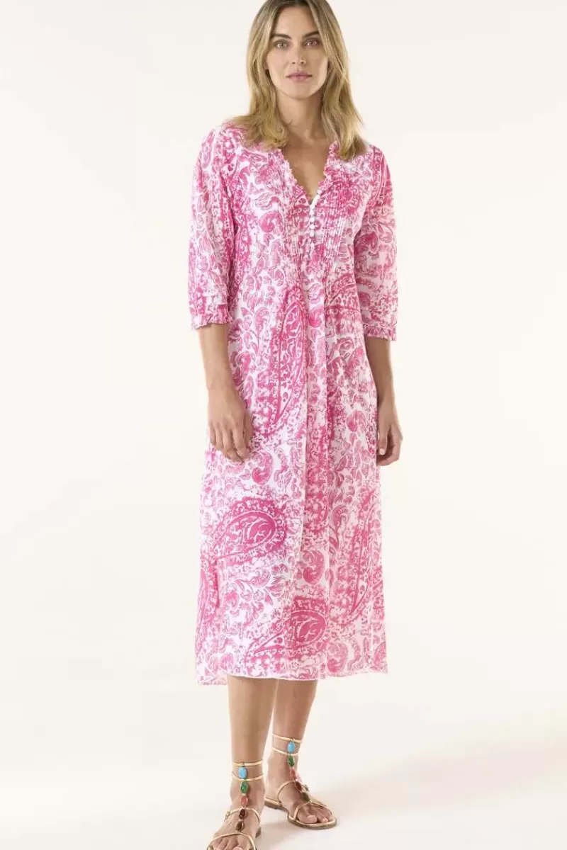 ONE SEASON Long Poppy Dress In Hydra Pink