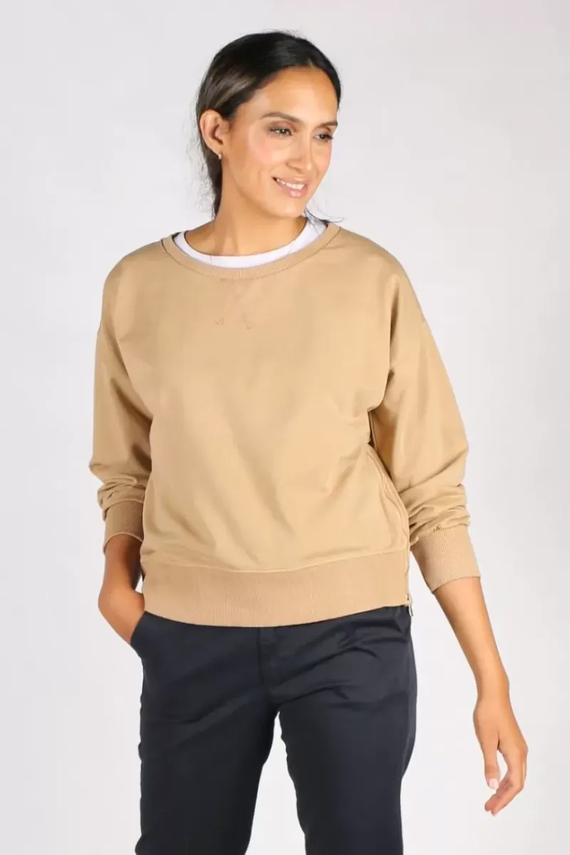 PAKO LITTO Cotton Zipper Jumper In Camel