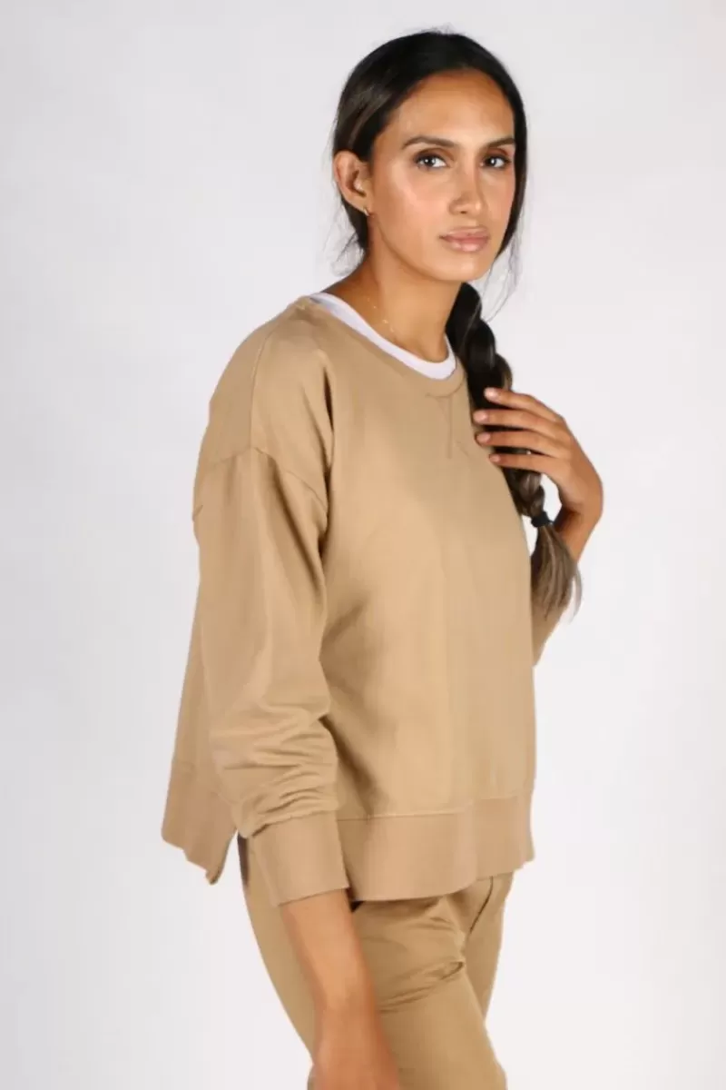 PAKO LITTO Cotton Zipper Jumper In Camel