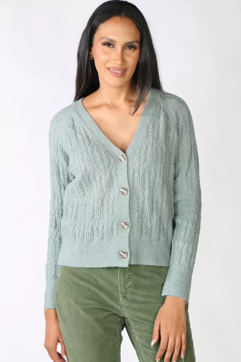 JUMP Pattern Cable Cardigan In Dew By