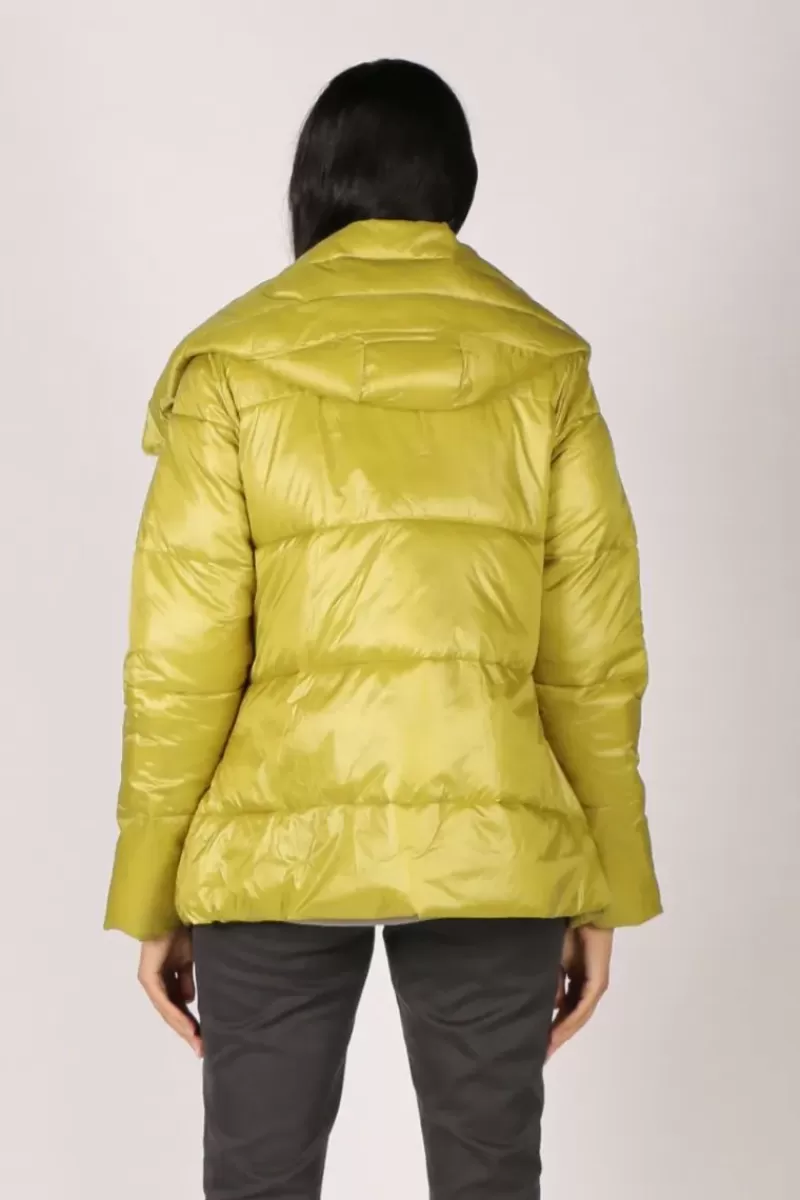 PAZ TORRAS Ribbon Tie Puffer In Lime