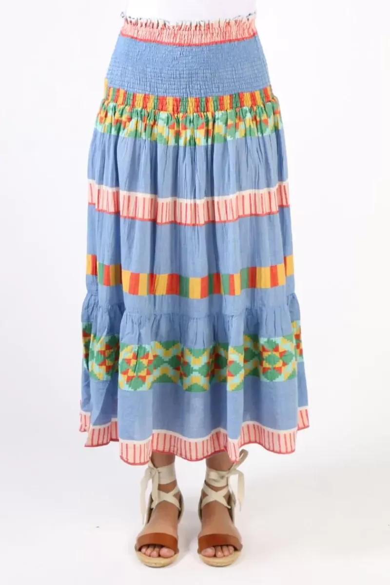 PEARL & CAVIAR Zakar Rouched Maxi Skirt In Multi