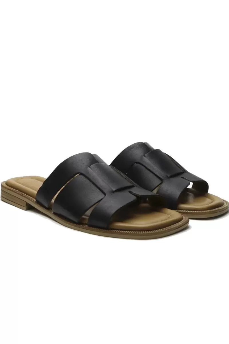 PIAZZA GRANDE Multi Strap Slip On Slide In Black