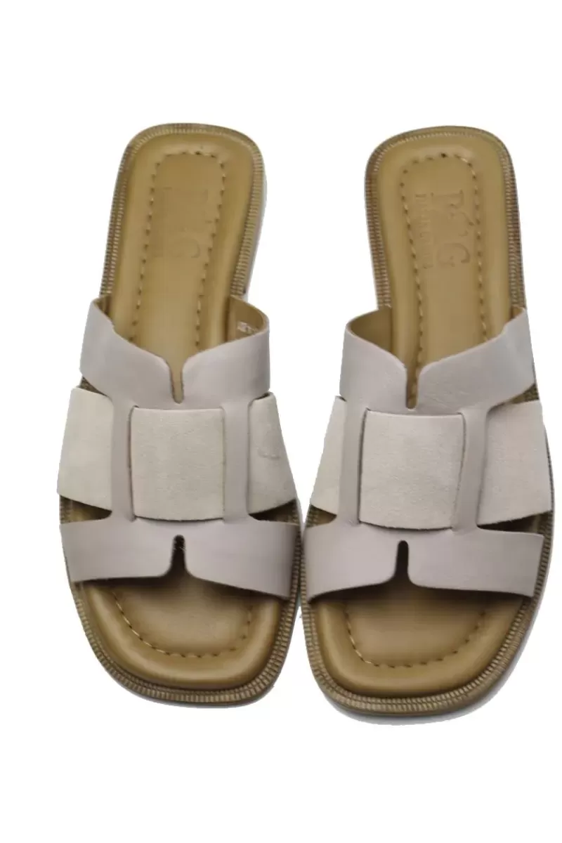 PIAZZA GRANDE Multi Strap Slip On Slide In Taupe