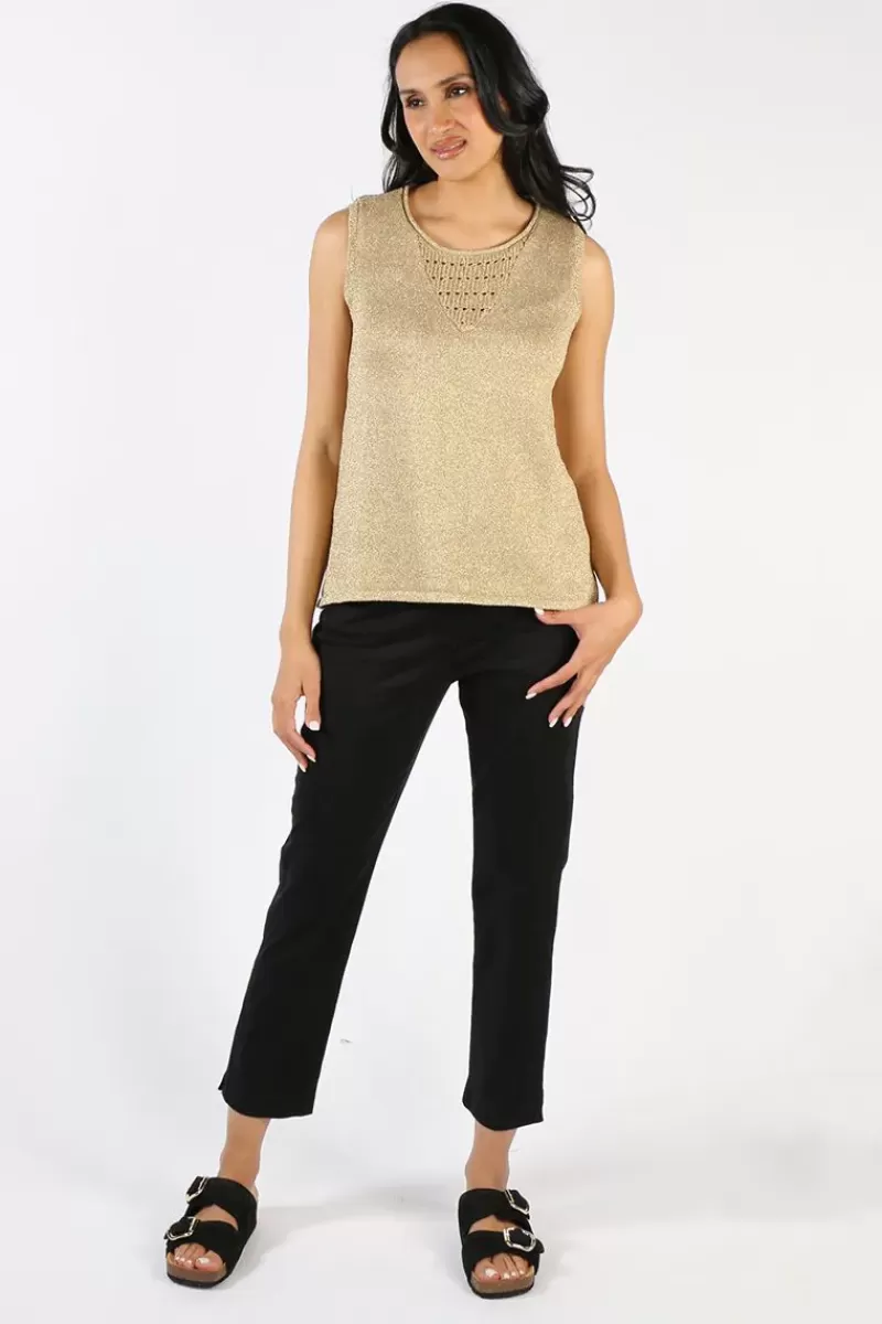 PING PONG Sleeveless Top In Gold