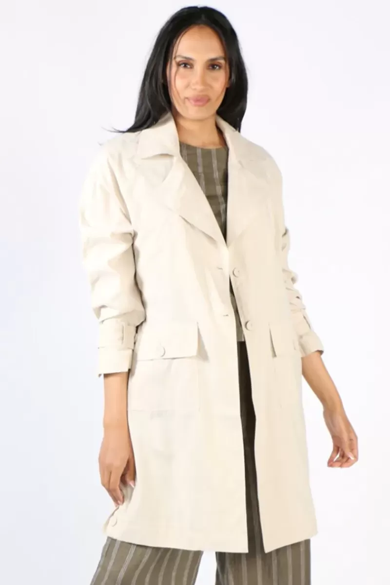 PING PONG Trench Coat Jacket In Flax