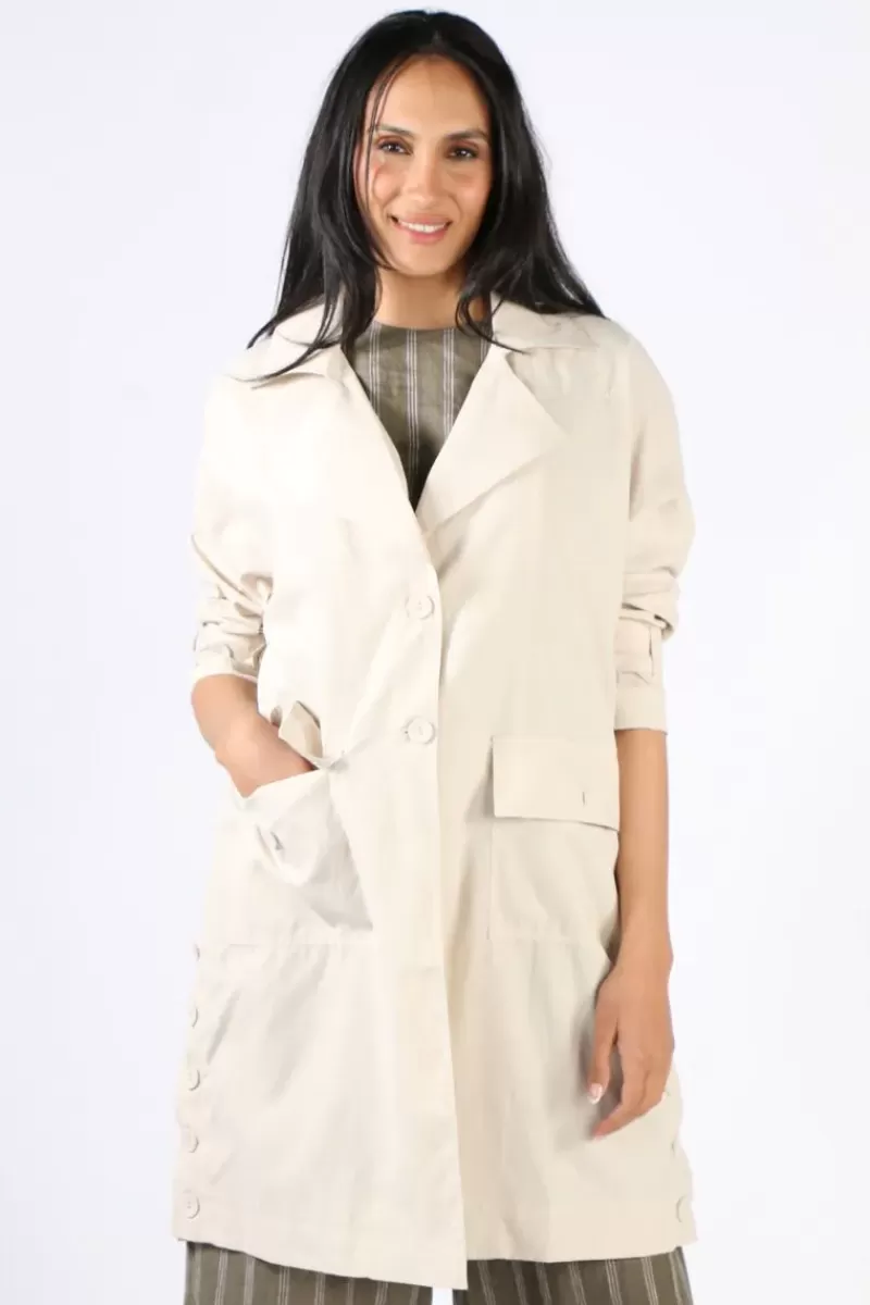 PING PONG Trench Coat Jacket In Flax