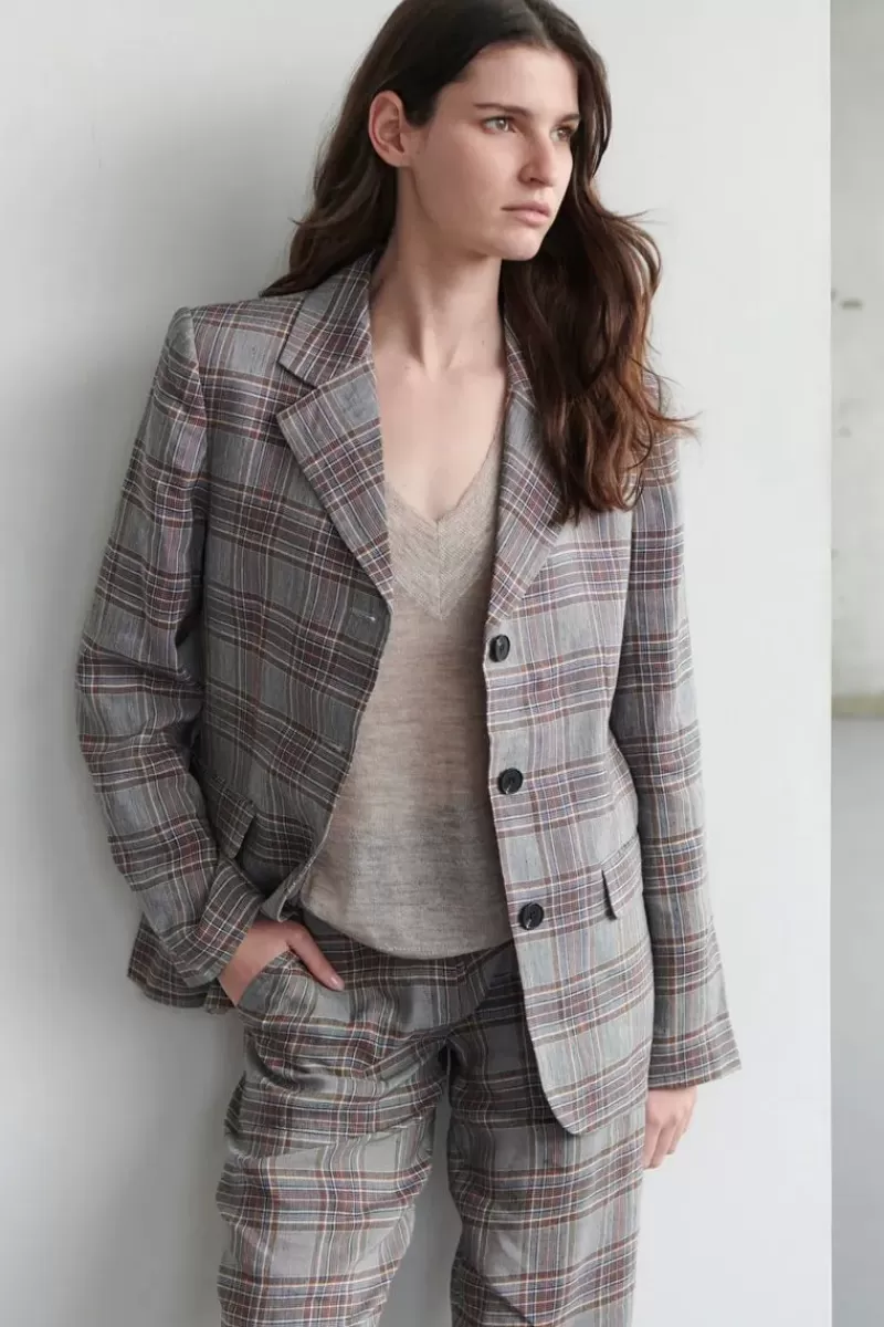 POL Halcyon Boyfriend Jacket In Check