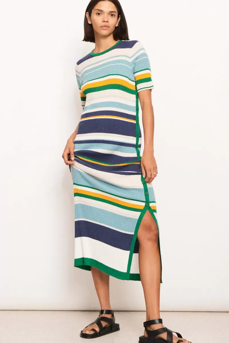 POL Stripe Lido Dress In Green