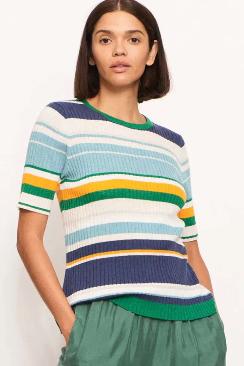 POL Stripe Lido Top In Green