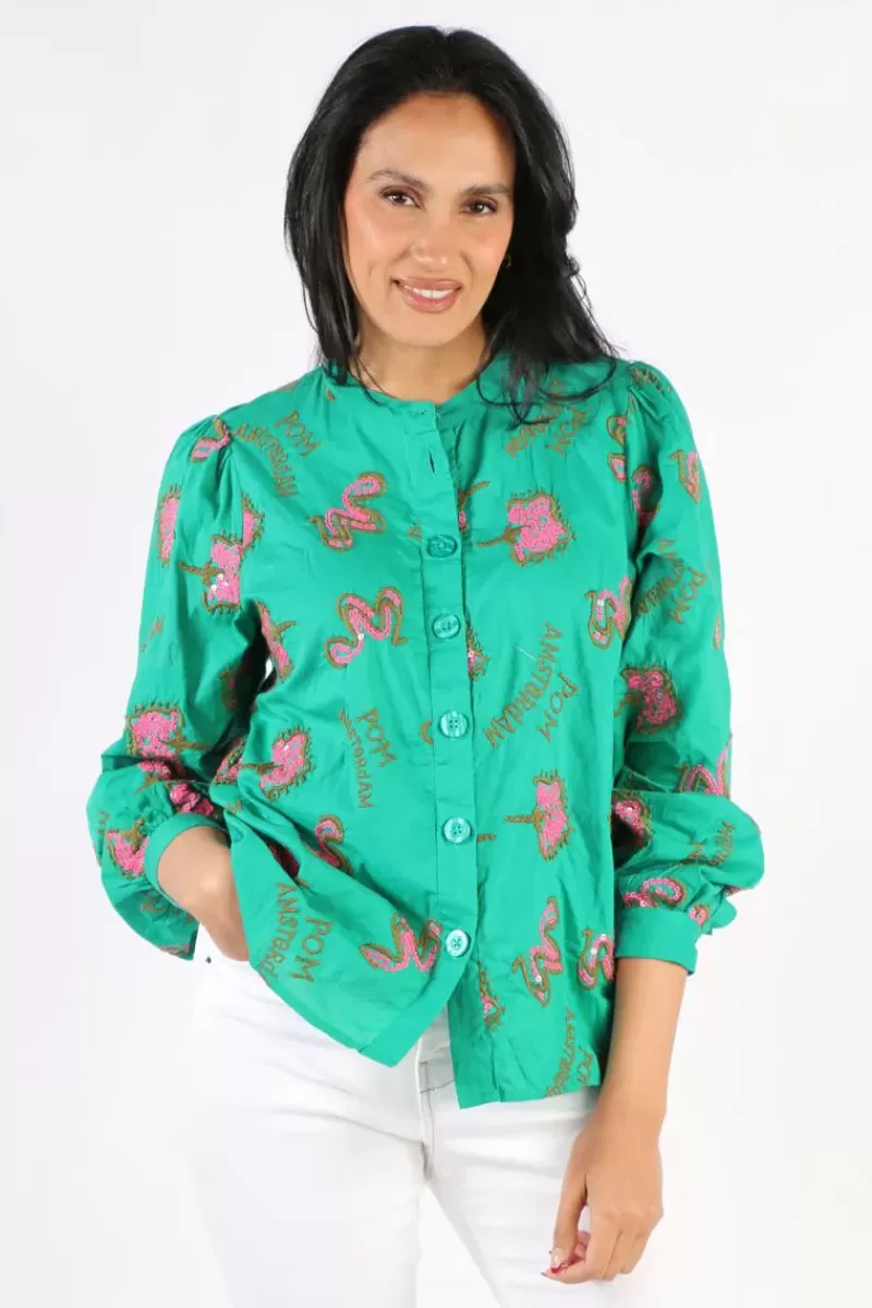 POM Beaded Highlight Shirt In Green