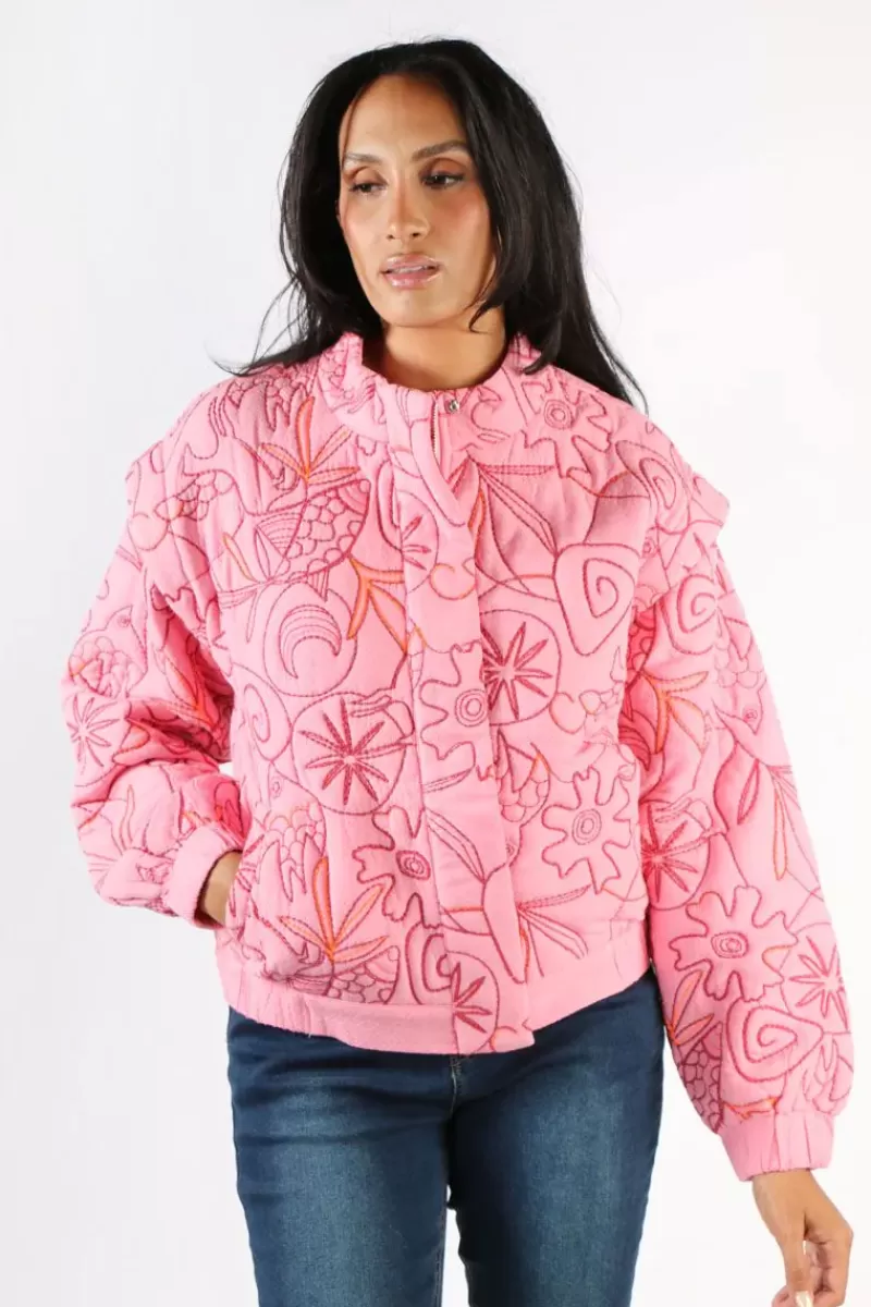 POM Embroidered Padded Jacket