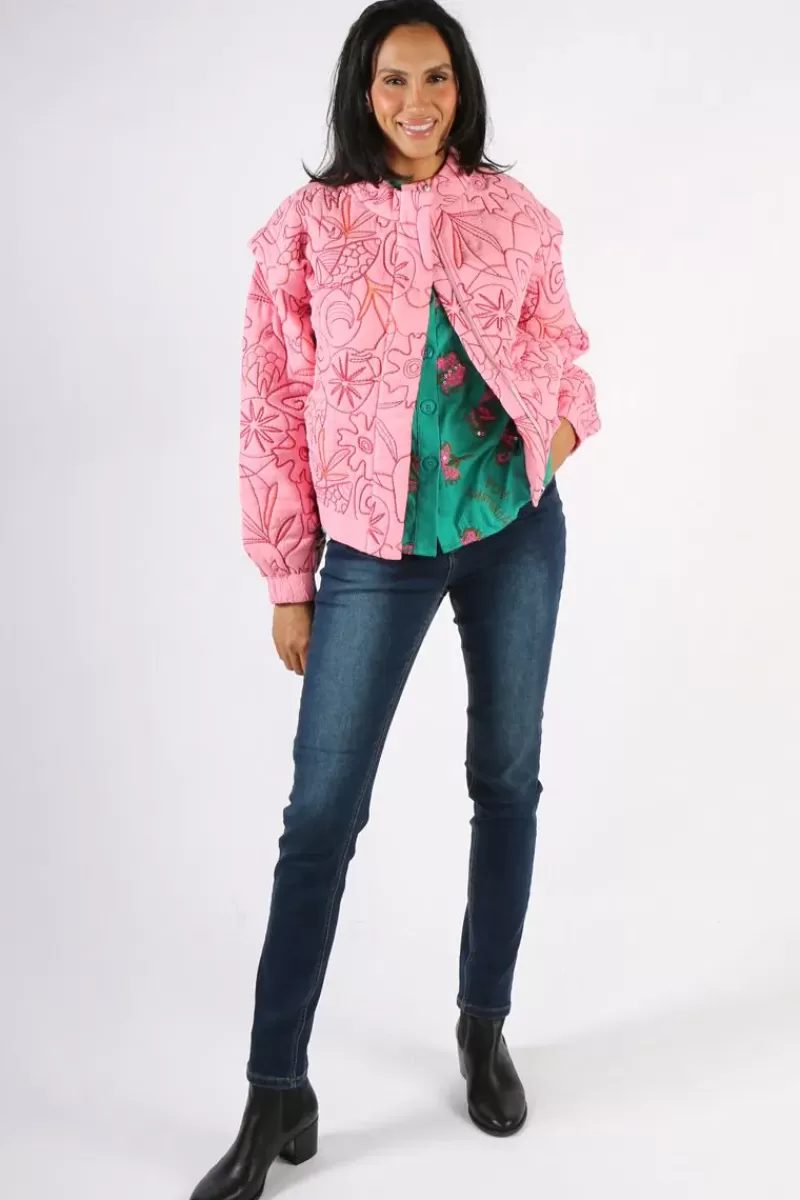 POM Embroidered Padded Jacket