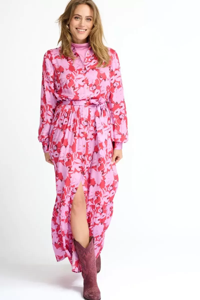 POM Roze Flowers Dress In Hot Pink