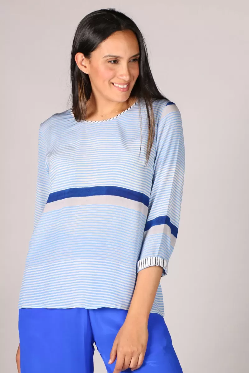 Reads Online Sarine Stripe Top By Anupamaa In Blue