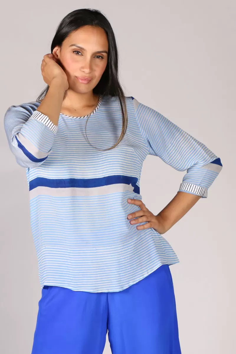 Reads Online Sarine Stripe Top By Anupamaa In Blue