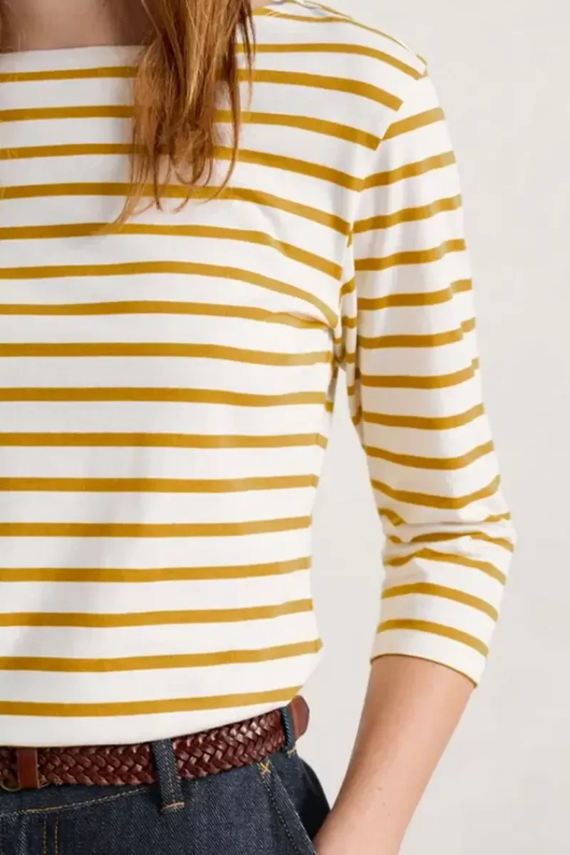 SEASALT Breton Chalk Dark Stripe Top In Dijon