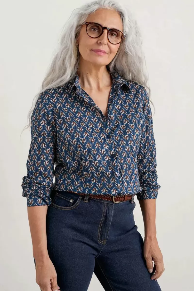 SEASALT Geo Rosebud Larissa Shirt In Blue