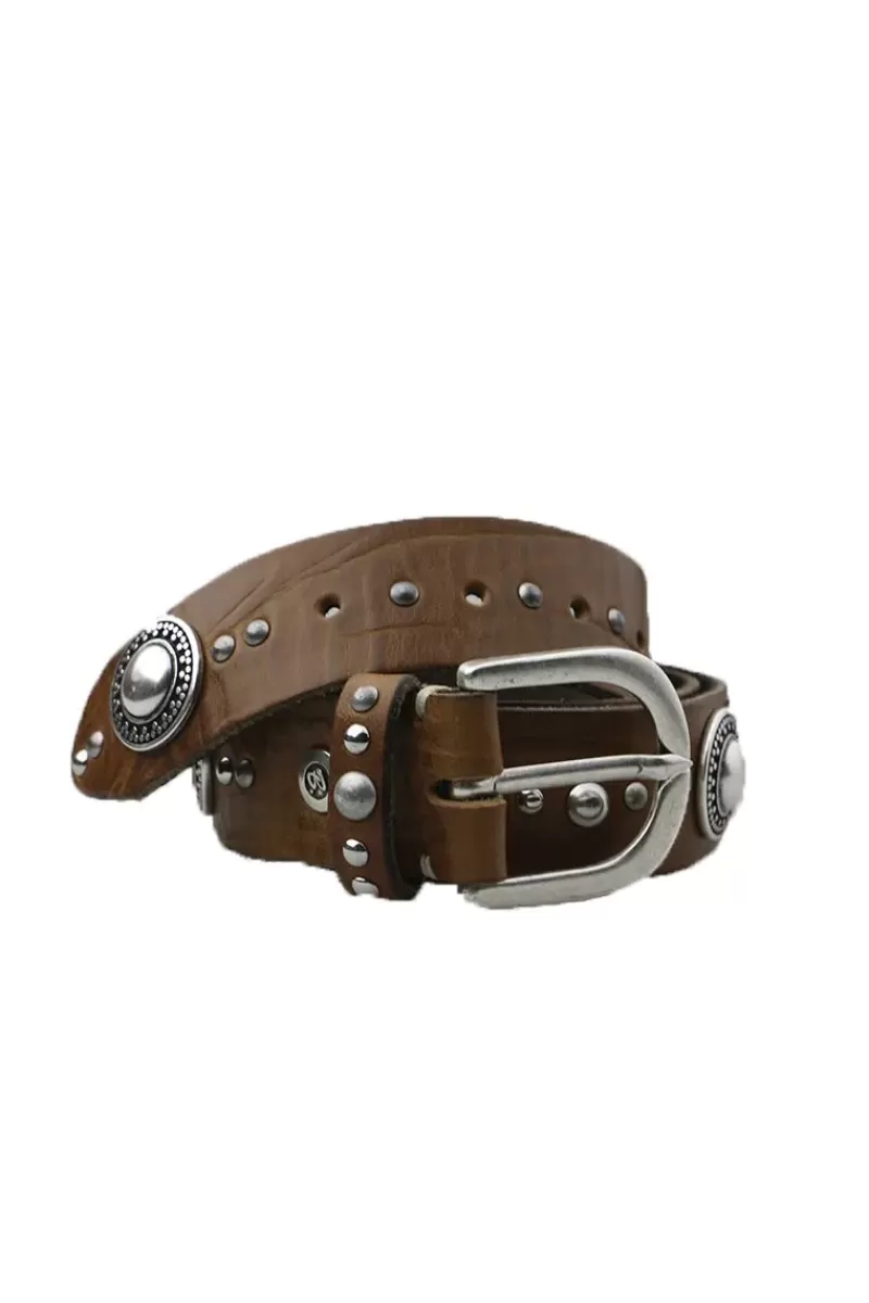 B.BELT Shield Stud Belt By In Cognac