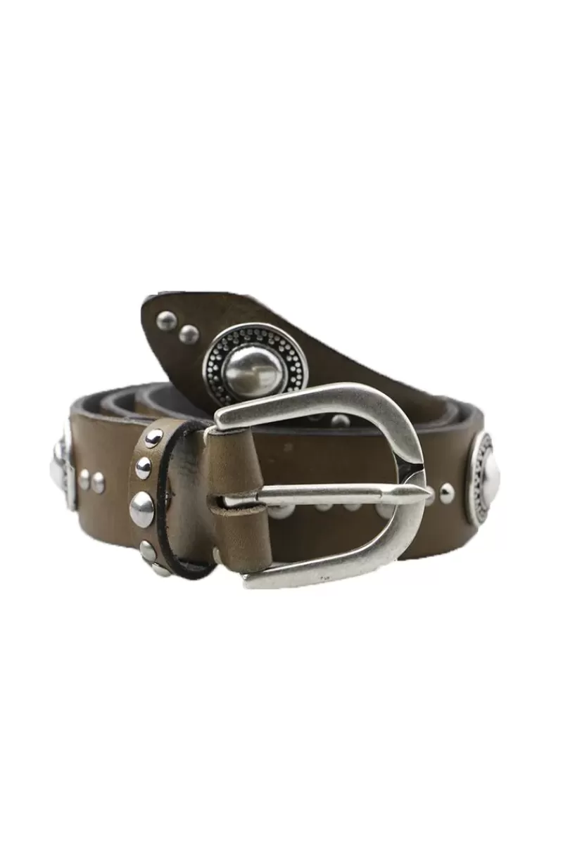 B.BELT Shield Stud Belt By In Taupe