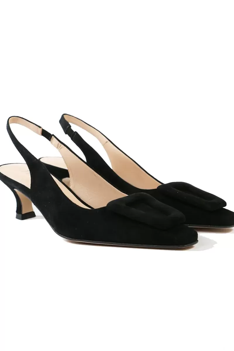 ZINDA Slingback Suede Heels By In Black