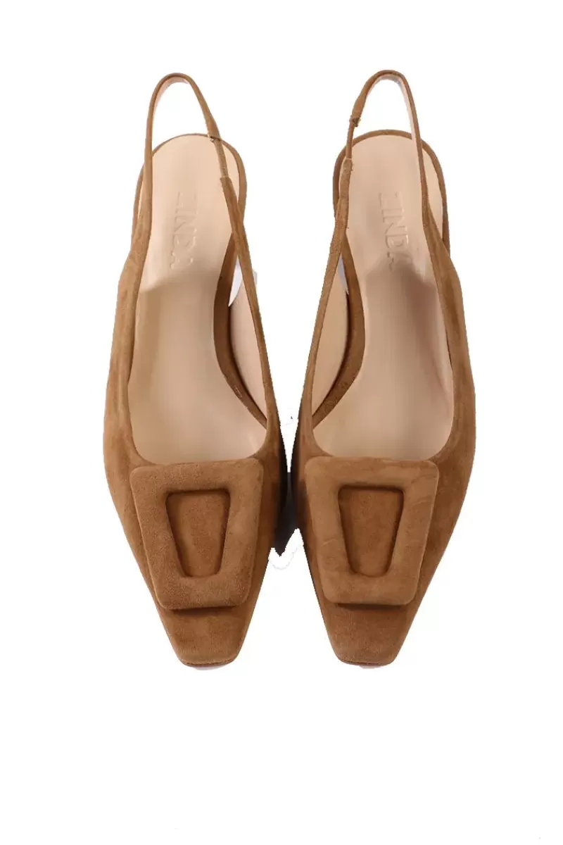 ZINDA Slingback Suede Heels By In Tan