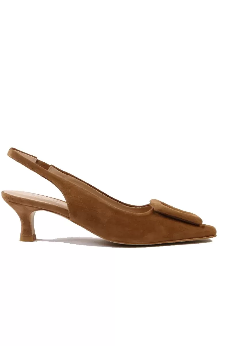 ZINDA Slingback Suede Heels By In Tan