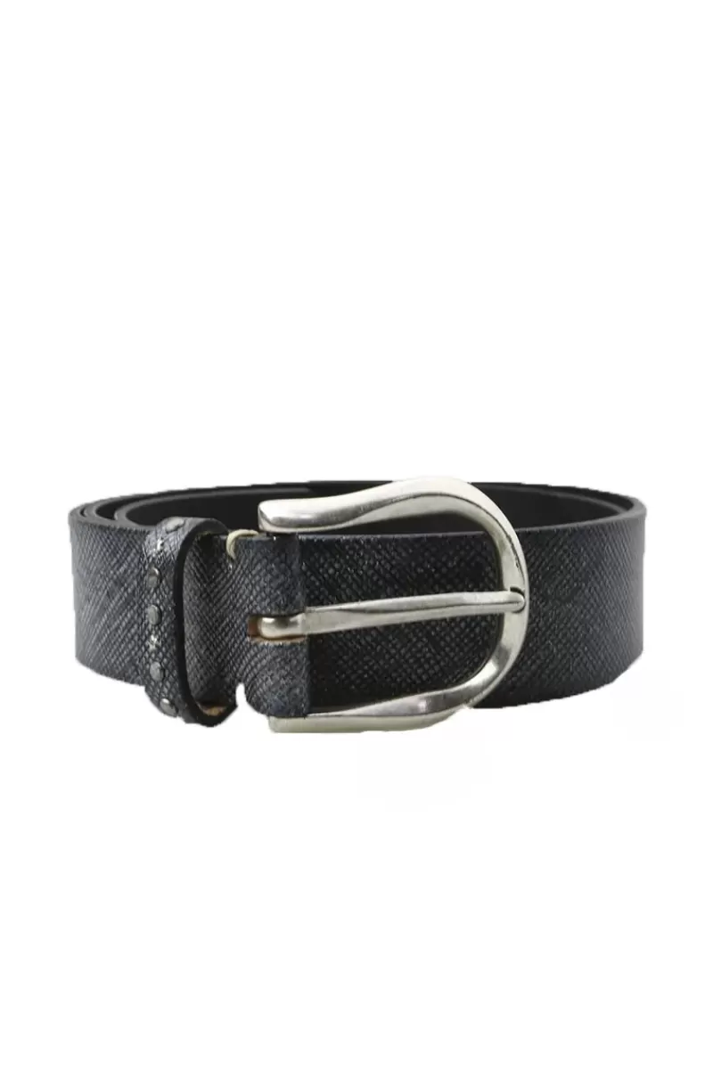 B.BELT Sparkle Leather Belt By In Black