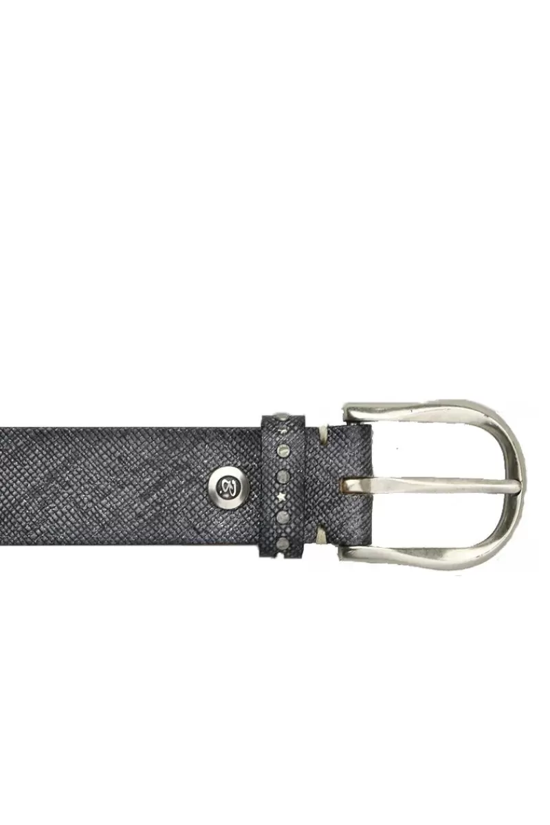 B.BELT Sparkle Leather Belt By In Black