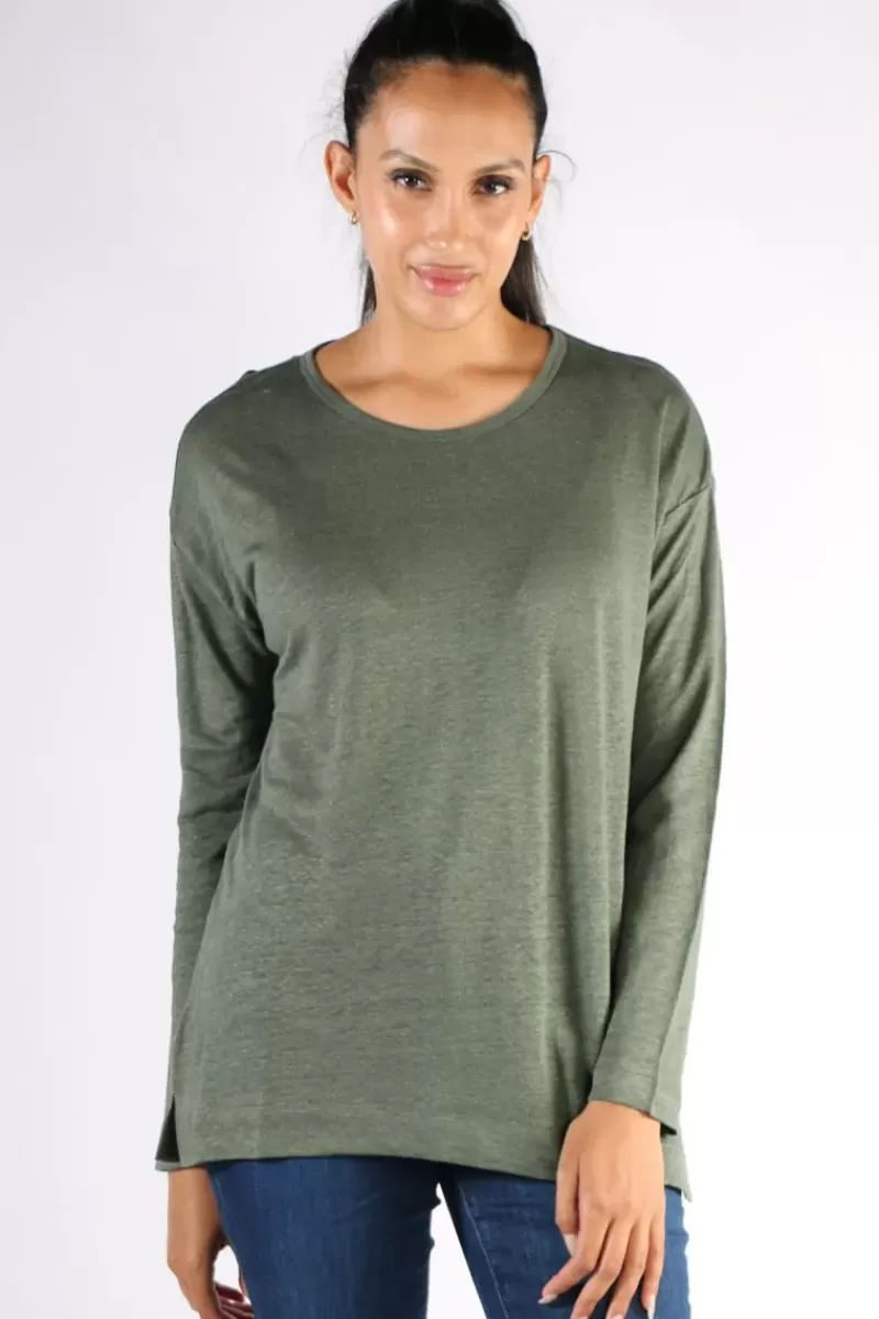 JUMP Split Hem Tee In Olive By