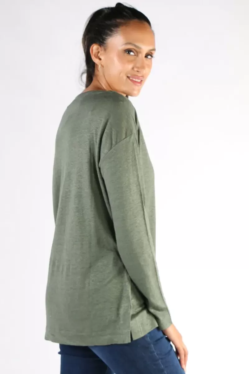 JUMP Split Hem Tee In Olive By