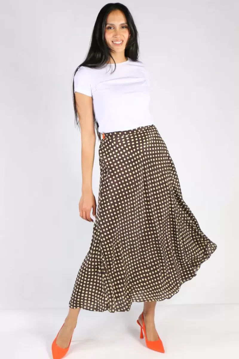 ANUPAMAA Spot Bias Skirt In Chocolate By