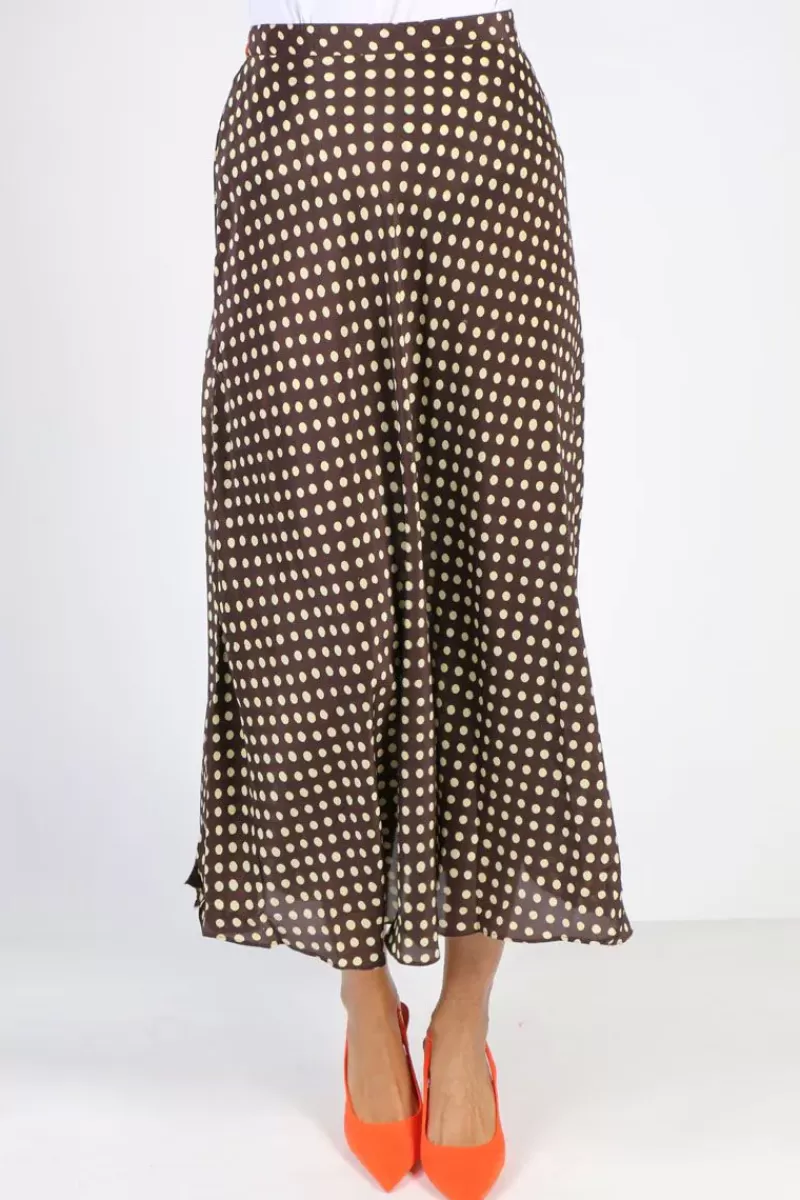 ANUPAMAA Spot Bias Skirt In Chocolate By